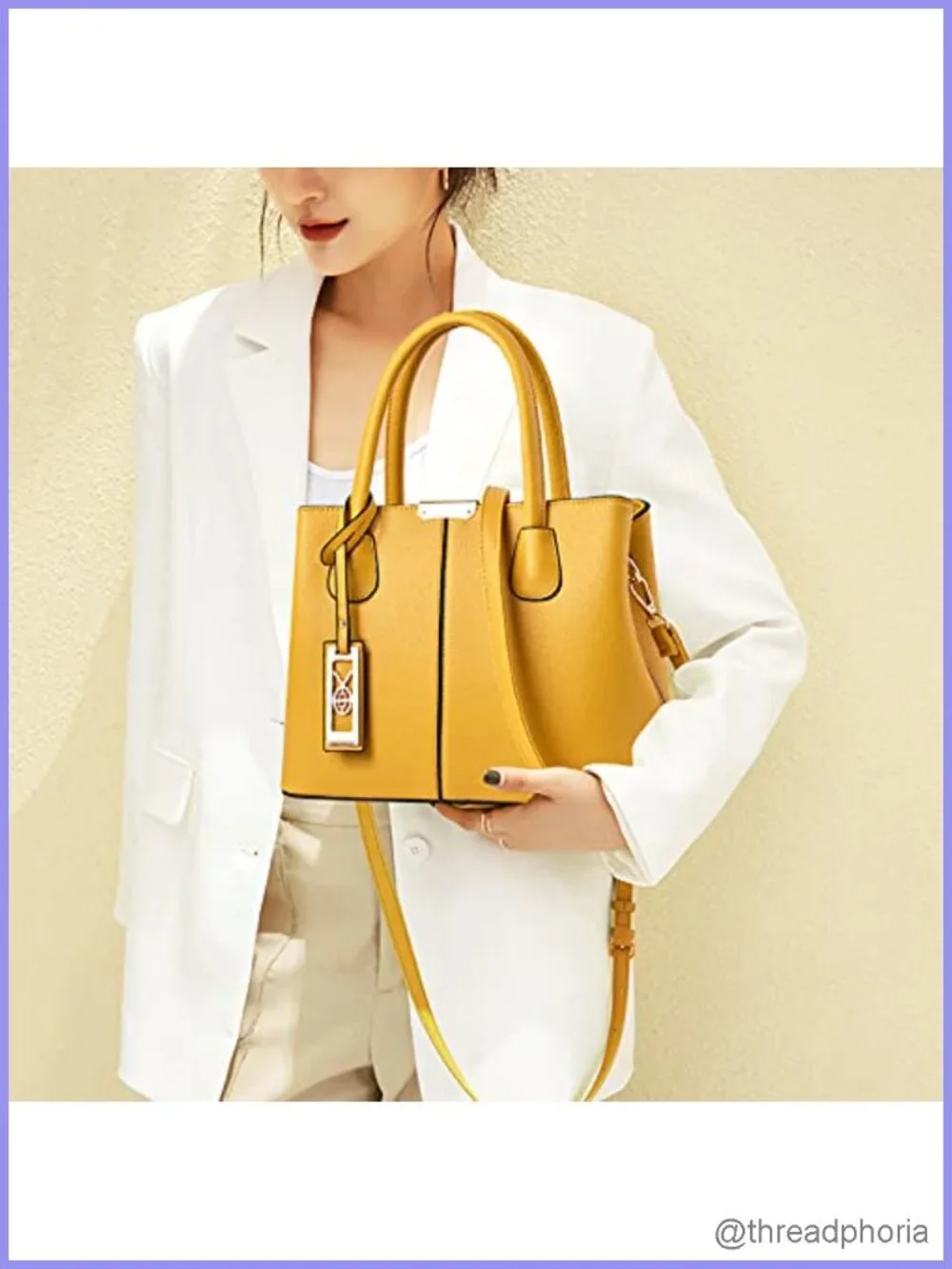 Synthetic Leather Satchel Crossbody Purse Tote Shoulder Bag with Strap